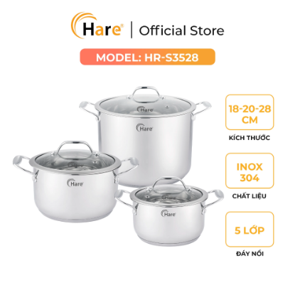 Ảnh của BỘ NỒI INOX ĐÁY TỪ HARE HR-S3528