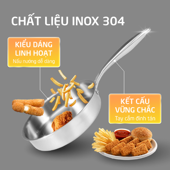 Ảnh của CHẢO INOX 5 LỚP LIỀN KHỐI CHỐNG DÍNH TỰ THÂN HARE HR-P2020; HR-P2022; HR-P2024