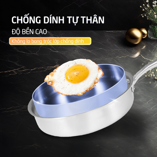 Ảnh của CHẢO INOX 5 LỚP LIỀN KHỐI CHỐNG DÍNH TỰ THÂN HARE HR-P2020; HR-P2022; HR-P2024